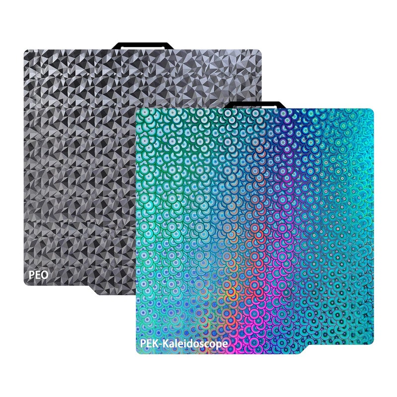 GOMENL Double Sided Textured PEO PEK Build Plate for Bambu Lab X1/X1C/X1E/P1P/P1S/A1, Flexible Diamond PEO+Kaleidoscope PEK Spring Steel Plate 257x257mm for Bambu 3D Printers - Image 1